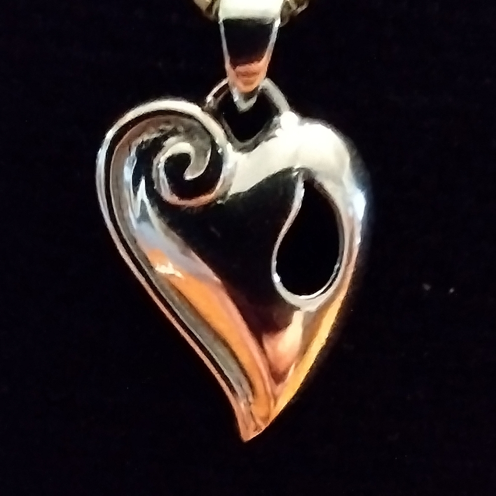 Solid Sterling Silver Designer Heart Necklace - image 4